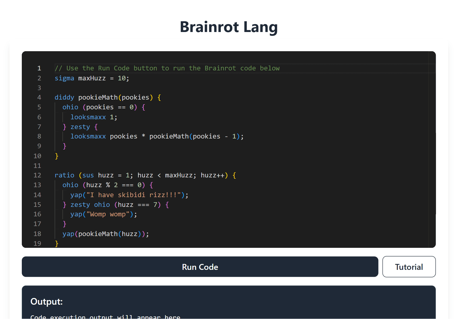 Screenshot of Brainrot Lang
